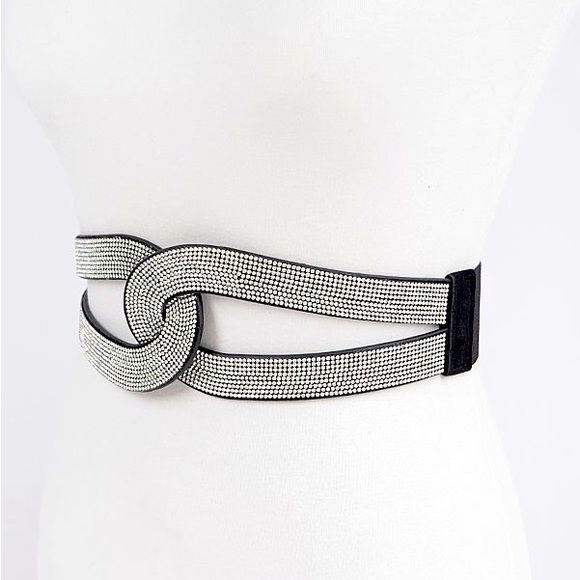 Black Rhinestone Corset Waist Statement Belt (Available in Plus) - Picture 2 of 4